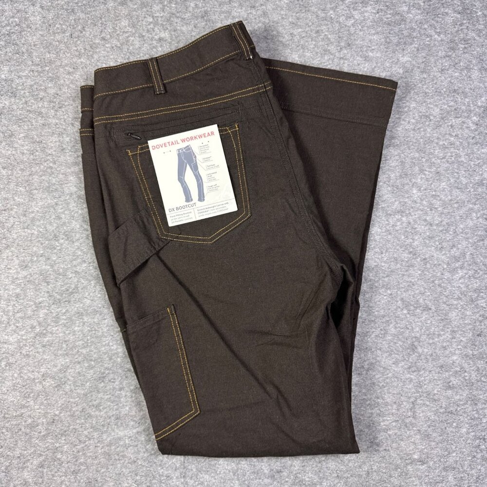 Dovetail Workwear Pants Womens 22x32 Brown DX Bootcut Durable Cordura Canvas Art